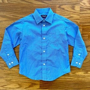 Chaps Boys Size 4-5 XXS Button Up Down Long Sleeve Dress Shirt Blue White EUC!